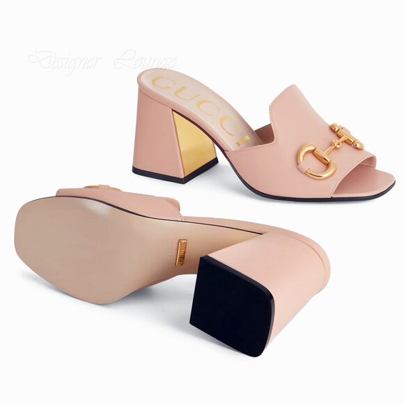 NEW GUCCI Horsebit Rose Leather Slide Sandals Mules EU 40.5 US 10.5 Auth $1,050 - Picture 8 of 10